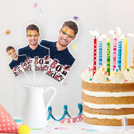 UUBAO Personalized Double Sided Happy Birthday Photo Prop Face Fan Customized Birthday Fun Supplies(Rose Gold Pink)