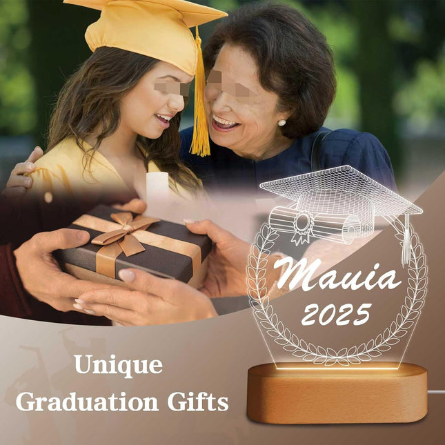 UUBAO Personalized Graduation Lamp Gifts Class of 2025 Custom Name College(Ear of Wheat)