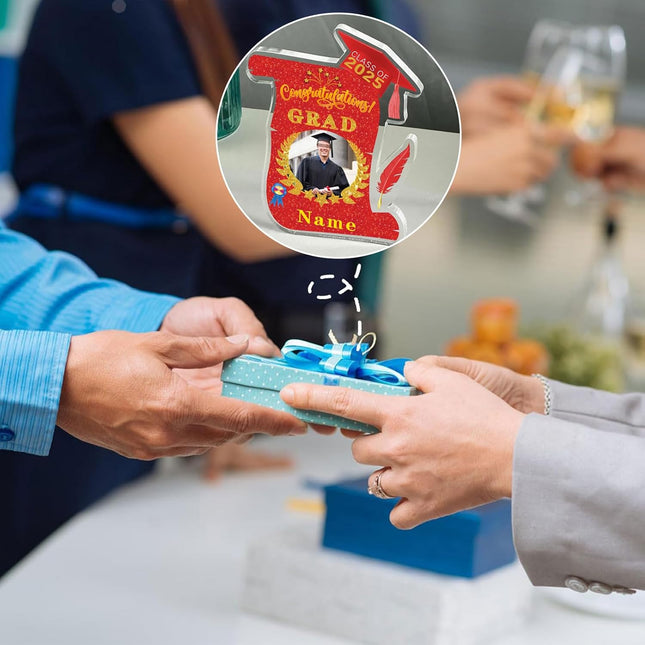 UUBAO Personalized Graduation Gift Class of 2025 Desk Paperweight Farewell Memorial Decorative Signs Plaques with Photo (Red)