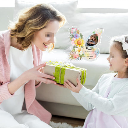 UUBAO Custom Mother‘s Day Personalized Acrylic Plaque with Photos Name Gifts for Mom (Butterfly)