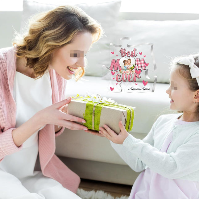 UUBAO Custom Mother‘s Day Personalized Acrylic Plaque with Photos Name Gifts for Mom (Puzzle)