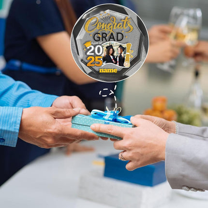 UUBAO Personalized Graduation Gift Class of 2025 Desk Paperweight Farewell Memorial Decorative Signs Plaques with Photo (Yellow)