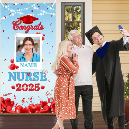 UUBAO Custom Nurse/Medical students Graduation Party Decorations Class of 2025  Front Door Porch Sign Backdrop Banner