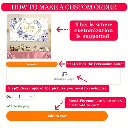 UUBAO Custom Floral Banner for Bridal Shower with Text Personalized Photography Background Couple Wedding Party Decorations