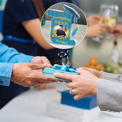 UUBAO Personalized Graduation Gift Class of 2025 Desk Paperweight Farewell Memorial Decorative Signs Plaques with Photo (Sky Blue)
