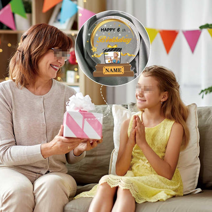 UUBAO Customized Birthday Gift Acrylic Plaque Custom Picture Crystal Desktop Keepsake Gift Birthday Decorations(Yellow)