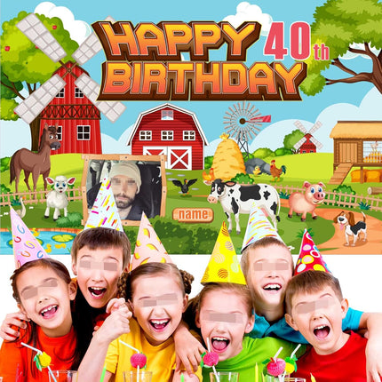 UUBAO Custom Farm Theme Birthday Decorations Banner Personalized Fabric Banner for Birthday Party Supplies