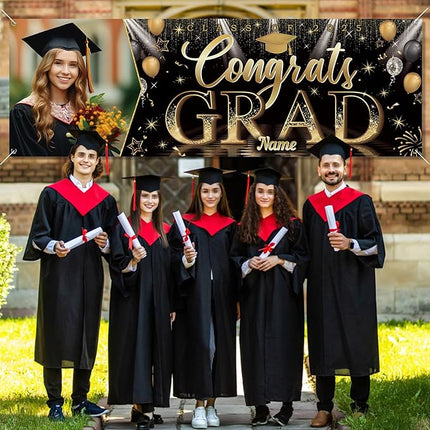 UUBAO Custom Graduation Party Decorations Personalization Banner Class of 2025 Backdrop (Champagne）