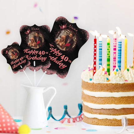 UUBAO Personalized Double Sided Happy Birthday Photo Prop Face Fan Customized Birthday Fun Supplies(Rose Gold Pink)