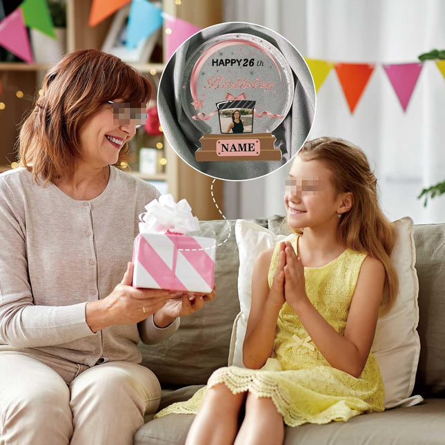 UUBAO Customized Birthday Gift Acrylic Plaque Custom Picture Crystal Desktop Keepsake Gift Birthday Decorations(Pink)