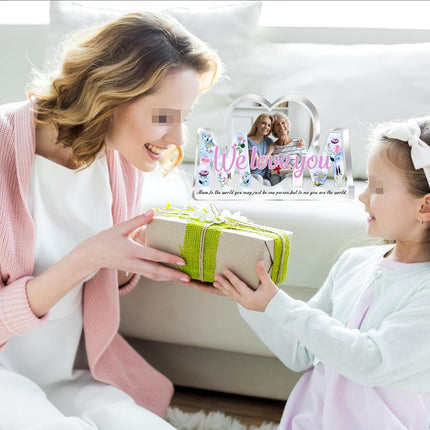 UUBAO Custom Mother’s Day Personalized Acrylic Plaque with Photos Name Gifts for Mom (Blue Heart)