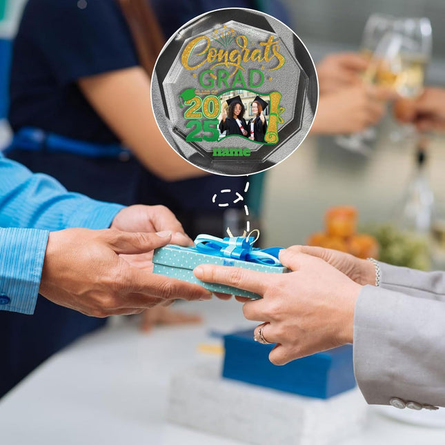 UUBAO Personalized Graduation Gift Class of 2025 Desk Paperweight Farewell Memorial Decorative Signs Plaques with Photo (Light Green)