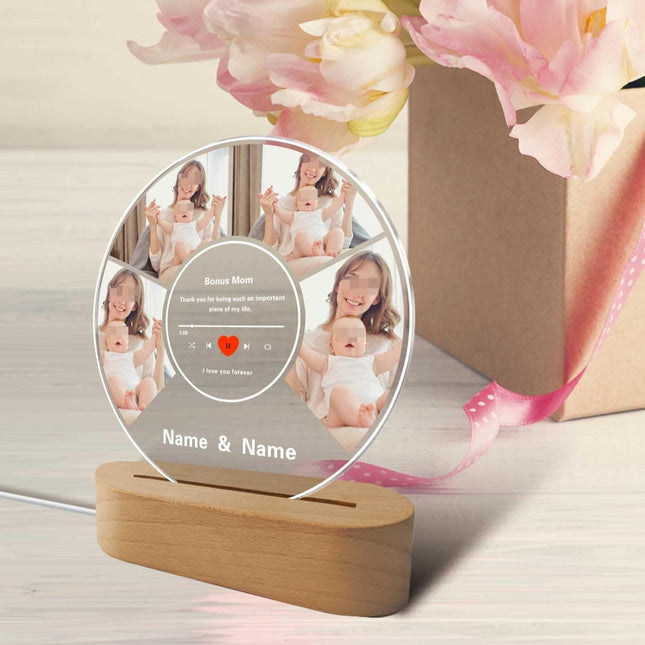 UUBAO Customized Acrylic Night Light Gift Personalized Mother's Day Gift Acrylic LED Custom Photo Name For Bonus Mom