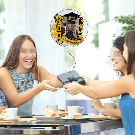 UUBAO Customized Graduation Plaque with Single Picture Custom Picture 2025 Congrats Grad Crystal Desktop Farewell Keepsake Gift (Yellow)