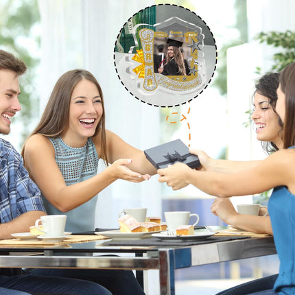 UUBAO Customized Graduation Plaque with Single Picture Custom Picture 2025 Congrats Grad Crystal Desktop Farewell Keepsake Gift (Champagne)