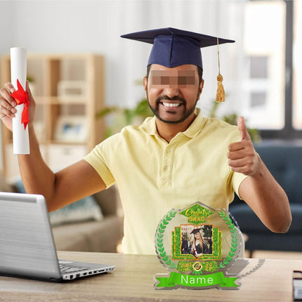 UUBAO Customized Graduation Plaque with Single Picture Custom Picture 2025 Congrats Grad Crystal Desktop Farewell Keepsake Gift (Light Green)