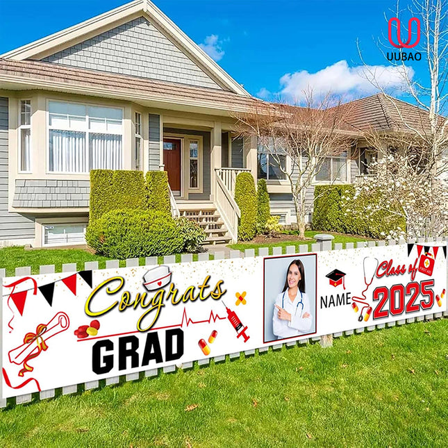 UUBAO Custom Nurse/Medical Students Graduation Party Backdrop Banner 2025 Photo Booth Prop Wall Decorations Indoor/Outdoor