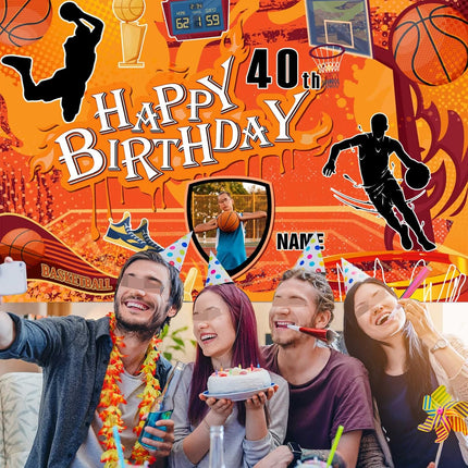 UUBAO Custom Basketball Theme Birthday Decoration Banner Personalized Fabric Banner Birthday Party Supplies for Men Boys