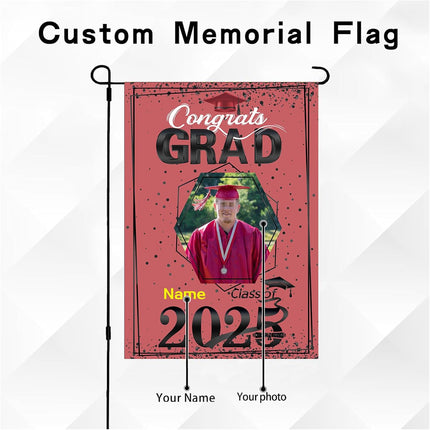UUBAO Custom Graduation Garden Flag with Photo Class of 2025 Congrats Grad Double Sided Yard Flag Decorative Gifts (Pink)
