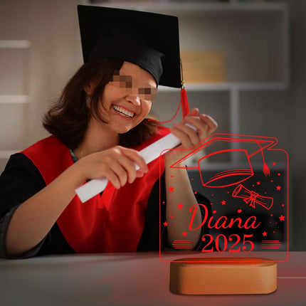 UUBAO Personalized Graduation Lamp Gifts for Her or Him Class of 2025 Custom Name College & Year Congrats Grad 3D Illusion Night Light Decoration for High School Graduation or University (Scroll)