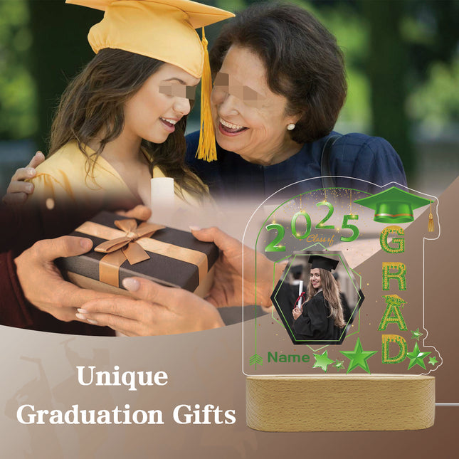 UUBAO Graduation Gifts Personalized Night Light Class of 2025 Custom Photo Name Gifts for Him Her Gifts for College, High School (Light Green)