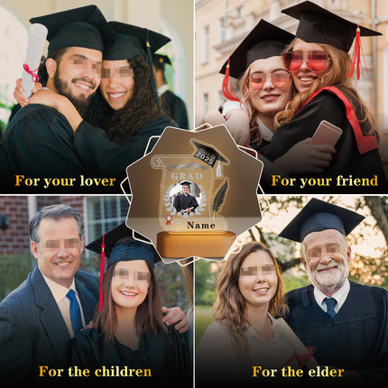 UUBAO Personalized Night Light Class of 2025 Graduation Gift for Junior High School College Teachers and Classmates(Black and Silver)