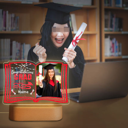 UUBAO Custom Night Light with Photo Name 2025 Personalized Graduation Led Lamp for Women Man Gifts for College High School (Red)