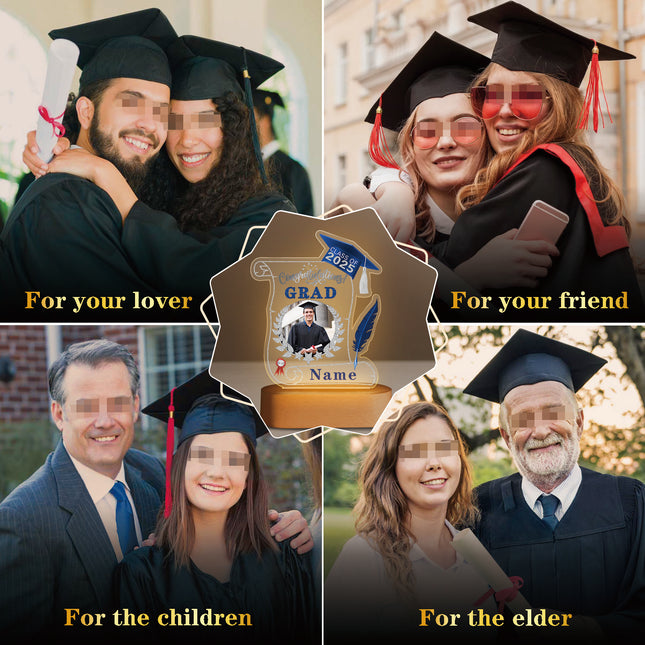 UUBAO Personalized Night Light Class of 2025 Graduation Gift for Junior High School College Teachers and Classmates(Blue and Silver)