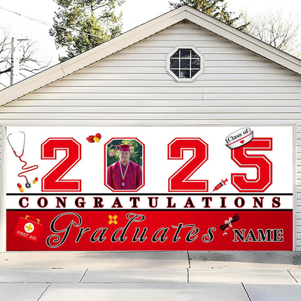 UUBAO Custom Nurse/Medical Students Graduation Garage Door Banner Cover Personalized Class of 2025 Congrats Grad Party Backdrop