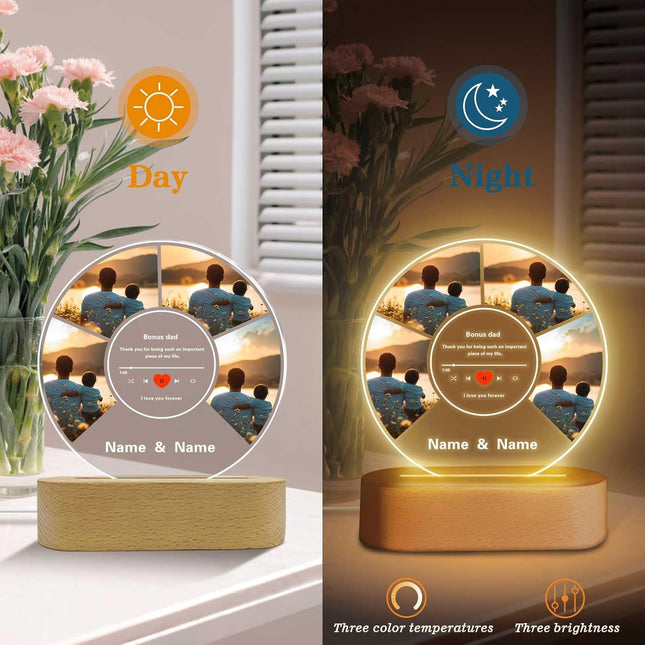 UUBAO Customized Acrylic Night Light Gift Personalized Father's Day Gift Custom Photo Name For Bonus Dad