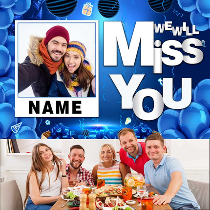 UUBAO Custom We Will Miss You Decorations Banner,Farewell Going Away Party Decorations for Anniversary Retirement Graduation Party(Navy Blue)