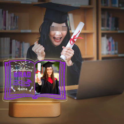 UUBAO Custom Night Light with Photo Name 2025 Personalized Graduation Led Lamp for Women Man Gifts for College High School (Purple)