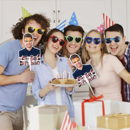 UUBAO Personalized Double Sided Happy Birthday Photo Prop Face Fan Customized Birthday Fun Supplies(Rose Gold Pink)