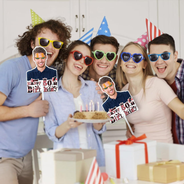 UUBAO Personalized Double Sided Happy Birthday Photo Prop Face Fan Customized Birthday Fun Supplies(Rose Gold Pink)