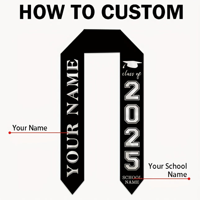 UUBAO Personalized Photo Name Graduation Shawl Custom Multi-color Option Graduation Stole Class Of 2025 Honor Shoulder Strap Decoration (Yellow)