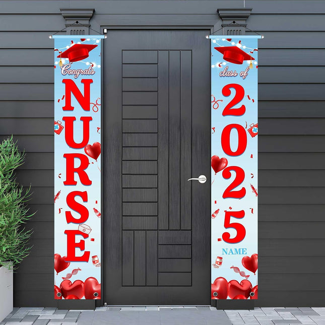 UUBAO Custom Nurse/Medical Students Graduation Party Decorations 2025 Porch Sign Banner Large Congrats Grad Door Banner