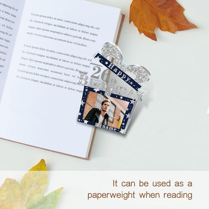 UUBAO Customized Birthday Gift Acrylic Plaque Custom Picture Crystal Desktop Keepsake Gift Birthday Decorations(Blue)