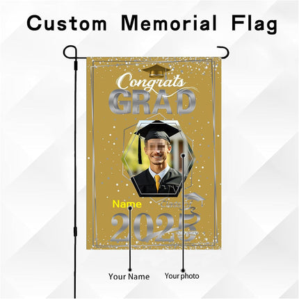 UUBAO Custom Graduation Garden Flag with Photo Class of 2025 Congrats Grad Double Sided Yard Flag Decorative Gifts (Champagne)
