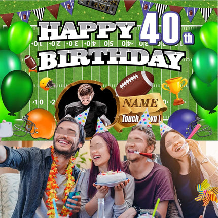 UUBAO Custom Football Theme Birthday Decorations Banner Personalized Fabric Banner for Birthday Party Supplies