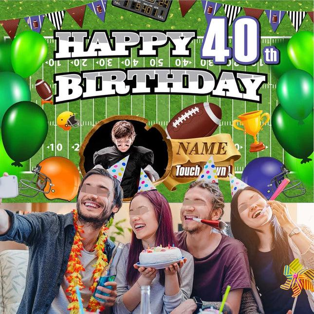 UUBAO Custom Football Theme Birthday Decorations Banner Personalized Fabric Banner for Birthday Party Supplies