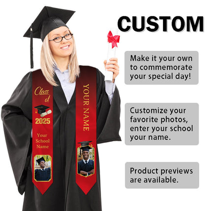 UUBAO Personalized Graduation Stole Class of 2025 Custom Academic Ceremony Shawl for Graduations Formal Events(Pink)
