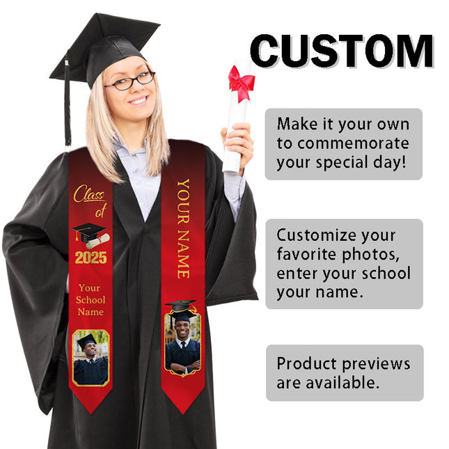 UUBAO Personalized Graduation Stole Class of 2025 Custom Academic Ceremony Shawl for Graduations Formal Events(Pink)