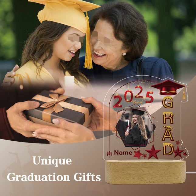 UUBAO Graduation Gifts Personalized Night Light Class of 2025 Custom Photo Name Gifts for Him Her Gifts for College, High School (Maroon)
