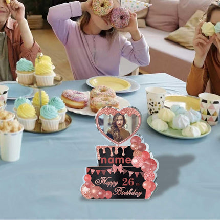 UUBAO Custom Happy Birthday Acrylic Plaque Desktop with Photo Personalized  Birthday Gift Ideas Keepsake Paperweight Sign(Pink)