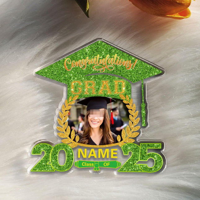 UUBAO Customized Graduation Plaque with Photo Crystal Desktop Keepsake Gift (Light Green)