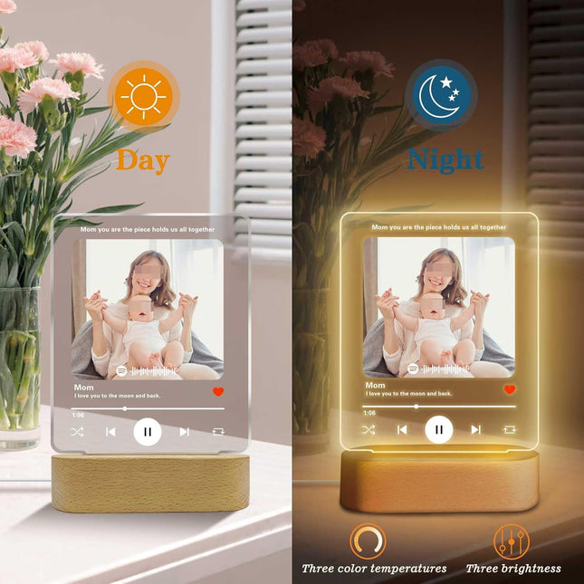 UUBAO Customized Acrylic LED Night Light Lamp Personalized Mother's Day Gifts Plaque Gifts Custom Photo for Mom