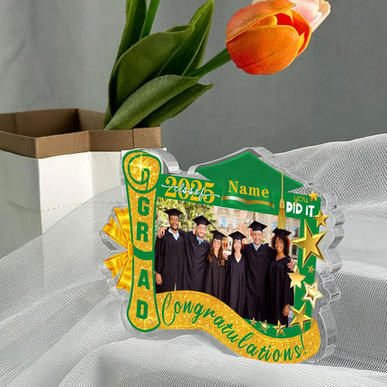 UUBAO Customized Graduation Plaque with Photo Crystal Desktop Keepsake Gift (Dark Green)