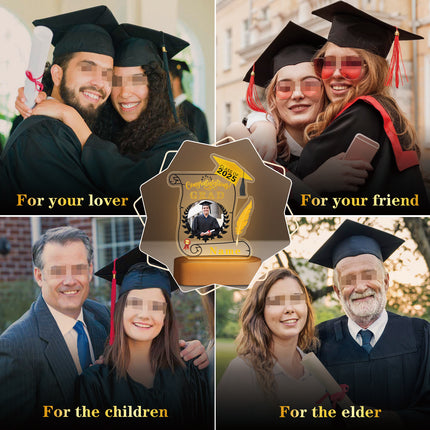 UUBAO Personalized Night Light Class of 2025 Graduation Gift for Junior High School College Teachers and Classmates(Yellow)