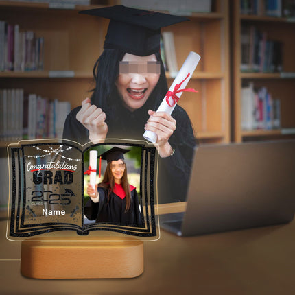 UUBAO Custom Night Light with Photo Name 2025 Personalized Graduation Led Lamp for Women Man Gifts for College High School (Black)