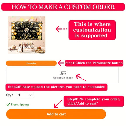 UUBAO Custom Black Gold Engagement Decorations Personalized Banner for Wedding Happy Engagement Party